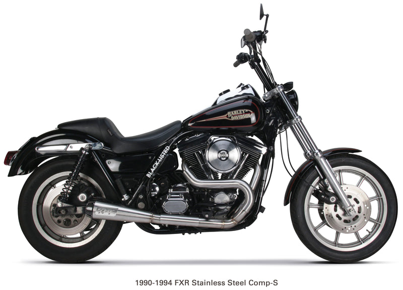 COMP S 2IN1 EXHAUST 87-99 FXR BRUSHED W/CF END CAP